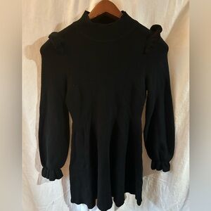 Exlura XXL Ruffle Mini Sweater Dress Goth Coquette Bodycon Stretch Black Winter